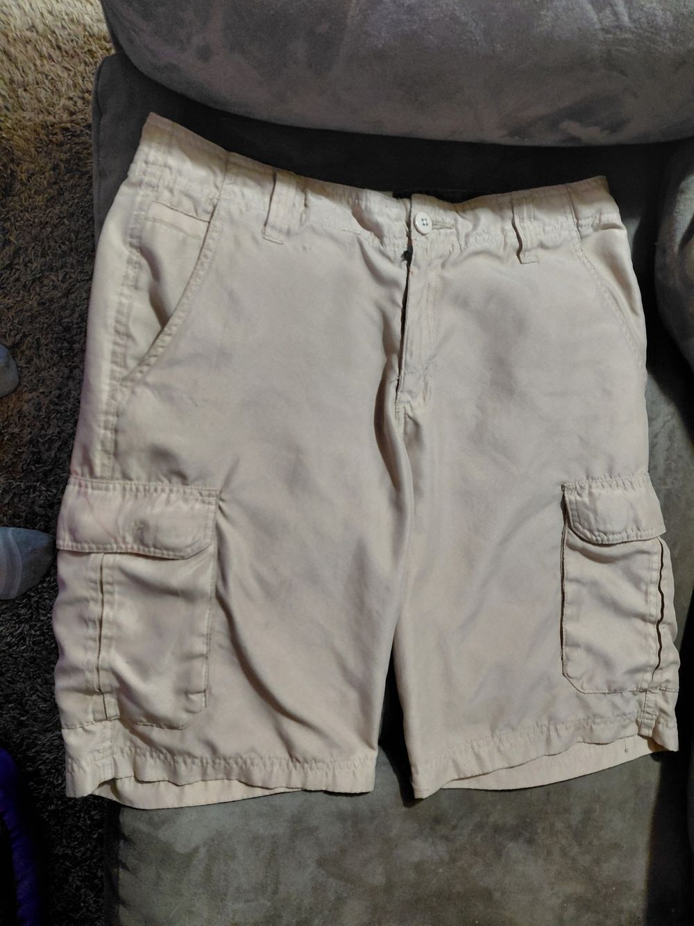 Men's Casual Polyester Cargo Shorts - Beige